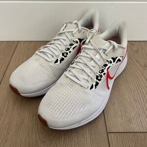 Nike Air Zoom Pegasus 39 White Red Leopard Print Running Shoes Womens 8.5